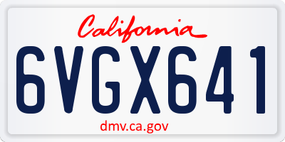 CA license plate 6VGX641