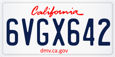 CA license plate 6VGX642