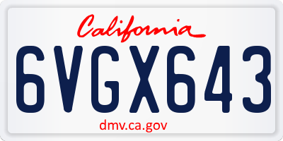 CA license plate 6VGX643