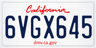 CA license plate 6VGX645