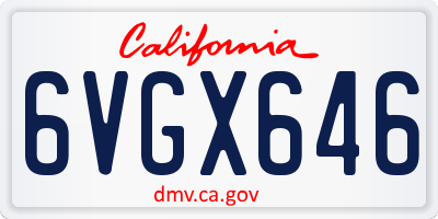 CA license plate 6VGX646