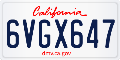 CA license plate 6VGX647