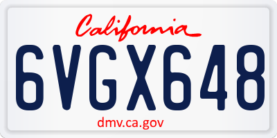 CA license plate 6VGX648