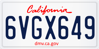 CA license plate 6VGX649