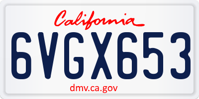 CA license plate 6VGX653