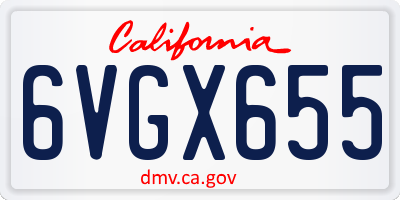 CA license plate 6VGX655