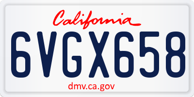 CA license plate 6VGX658
