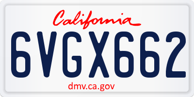 CA license plate 6VGX662