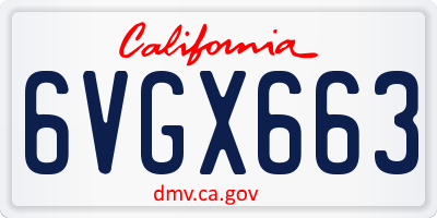 CA license plate 6VGX663