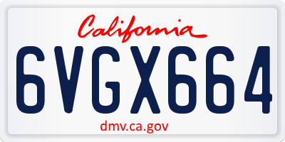 CA license plate 6VGX664
