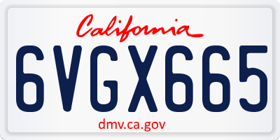 CA license plate 6VGX665