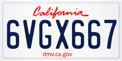 CA license plate 6VGX667