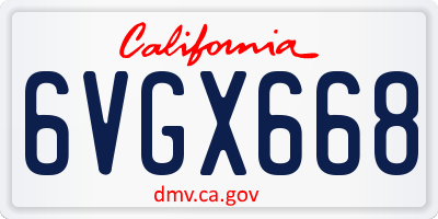 CA license plate 6VGX668