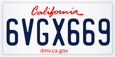 CA license plate 6VGX669