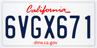 CA license plate 6VGX671