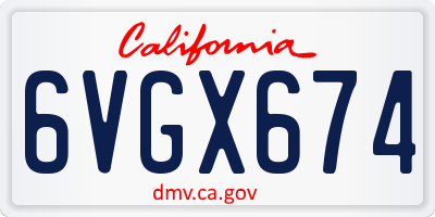 CA license plate 6VGX674