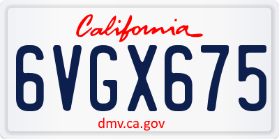 CA license plate 6VGX675