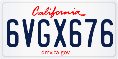 CA license plate 6VGX676