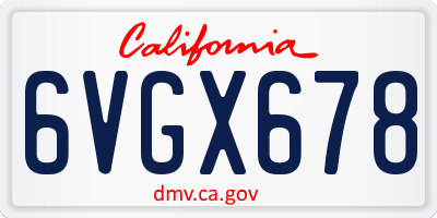CA license plate 6VGX678