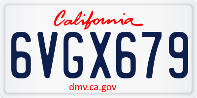 CA license plate 6VGX679