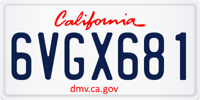 CA license plate 6VGX681