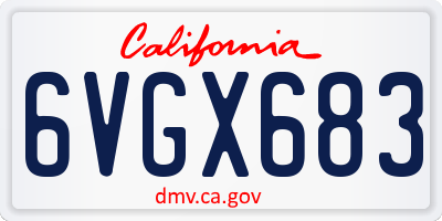 CA license plate 6VGX683