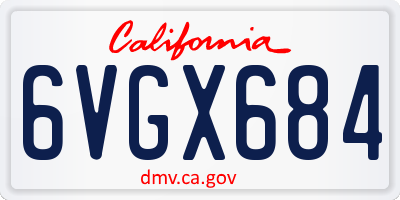 CA license plate 6VGX684