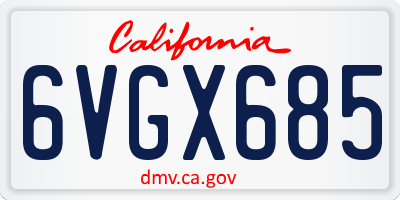 CA license plate 6VGX685