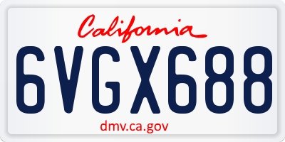 CA license plate 6VGX688