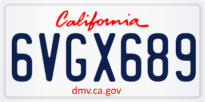 CA license plate 6VGX689