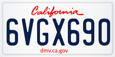 CA license plate 6VGX690