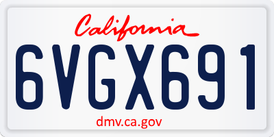 CA license plate 6VGX691