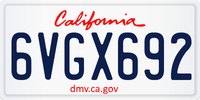 CA license plate 6VGX692