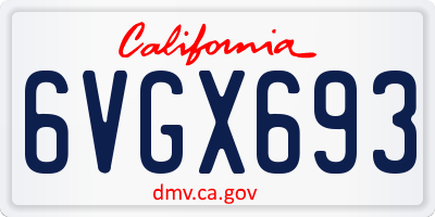 CA license plate 6VGX693