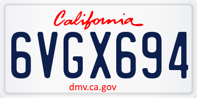 CA license plate 6VGX694