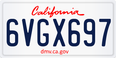 CA license plate 6VGX697