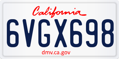 CA license plate 6VGX698