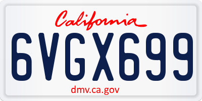 CA license plate 6VGX699