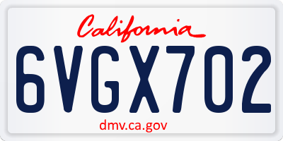 CA license plate 6VGX702