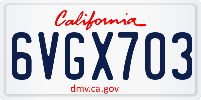 CA license plate 6VGX703