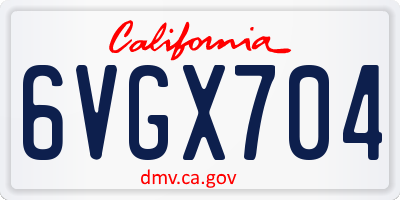 CA license plate 6VGX704
