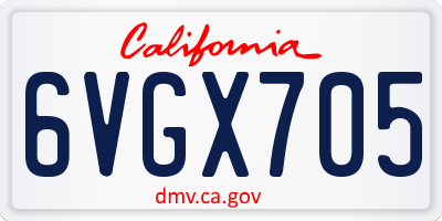 CA license plate 6VGX705