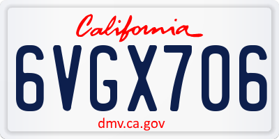 CA license plate 6VGX706