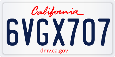 CA license plate 6VGX707