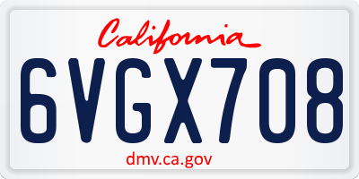 CA license plate 6VGX708