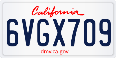 CA license plate 6VGX709