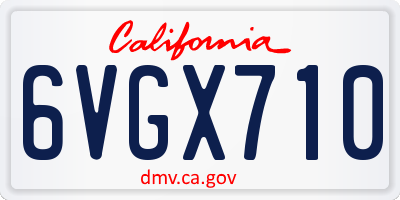 CA license plate 6VGX710