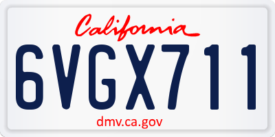 CA license plate 6VGX711