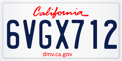 CA license plate 6VGX712