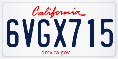 CA license plate 6VGX715